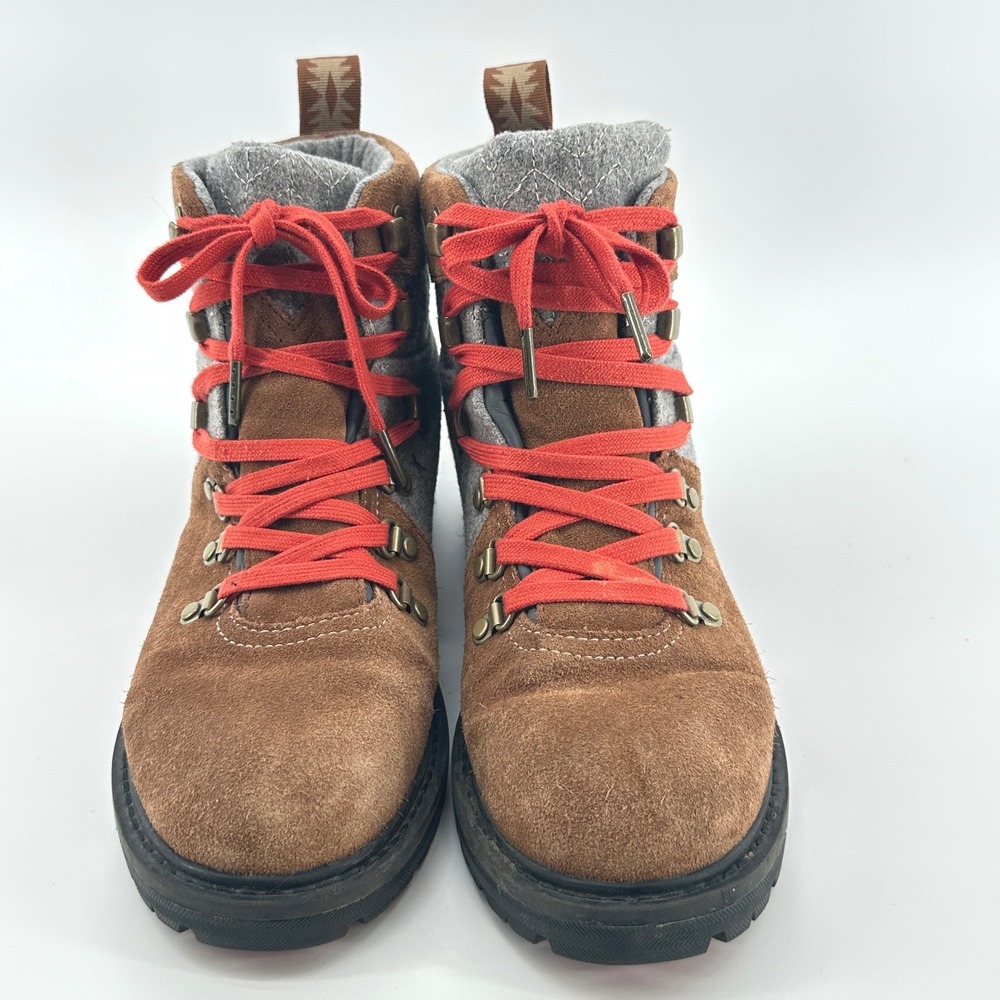 TOMS Mesa Hiking Boots Brown Grey Orange Lace Up Womens Size 10 - Picture 2 of 12